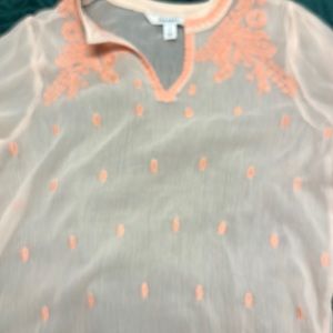 Sheer v-neck top size small